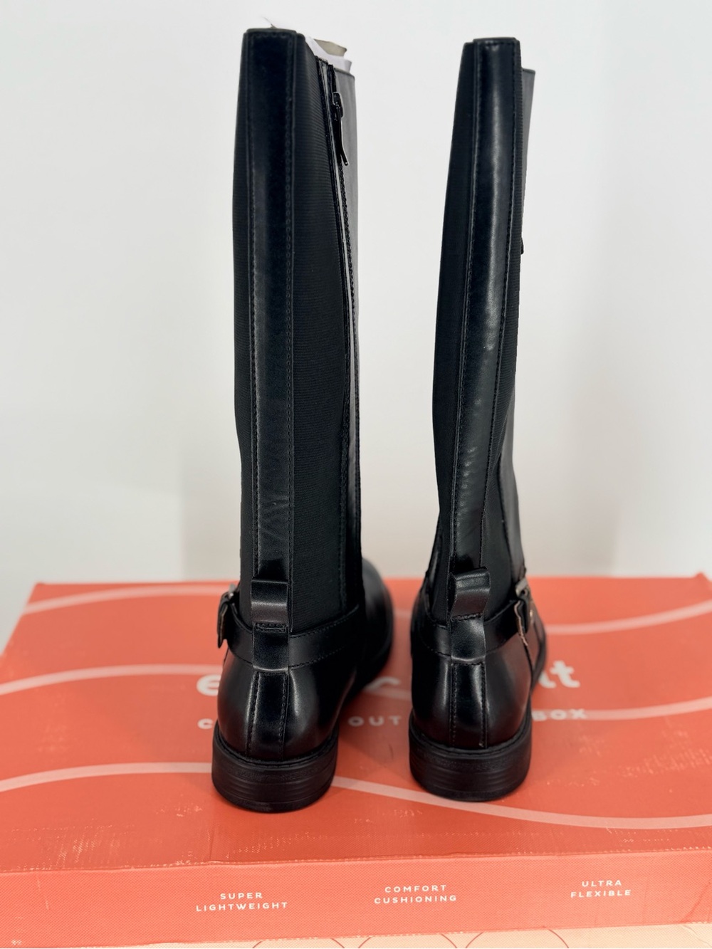 New Easy Spirit SEJACKIE Black Leather Knee-High Boots SIZE 8.5 - Picture 4 of 6